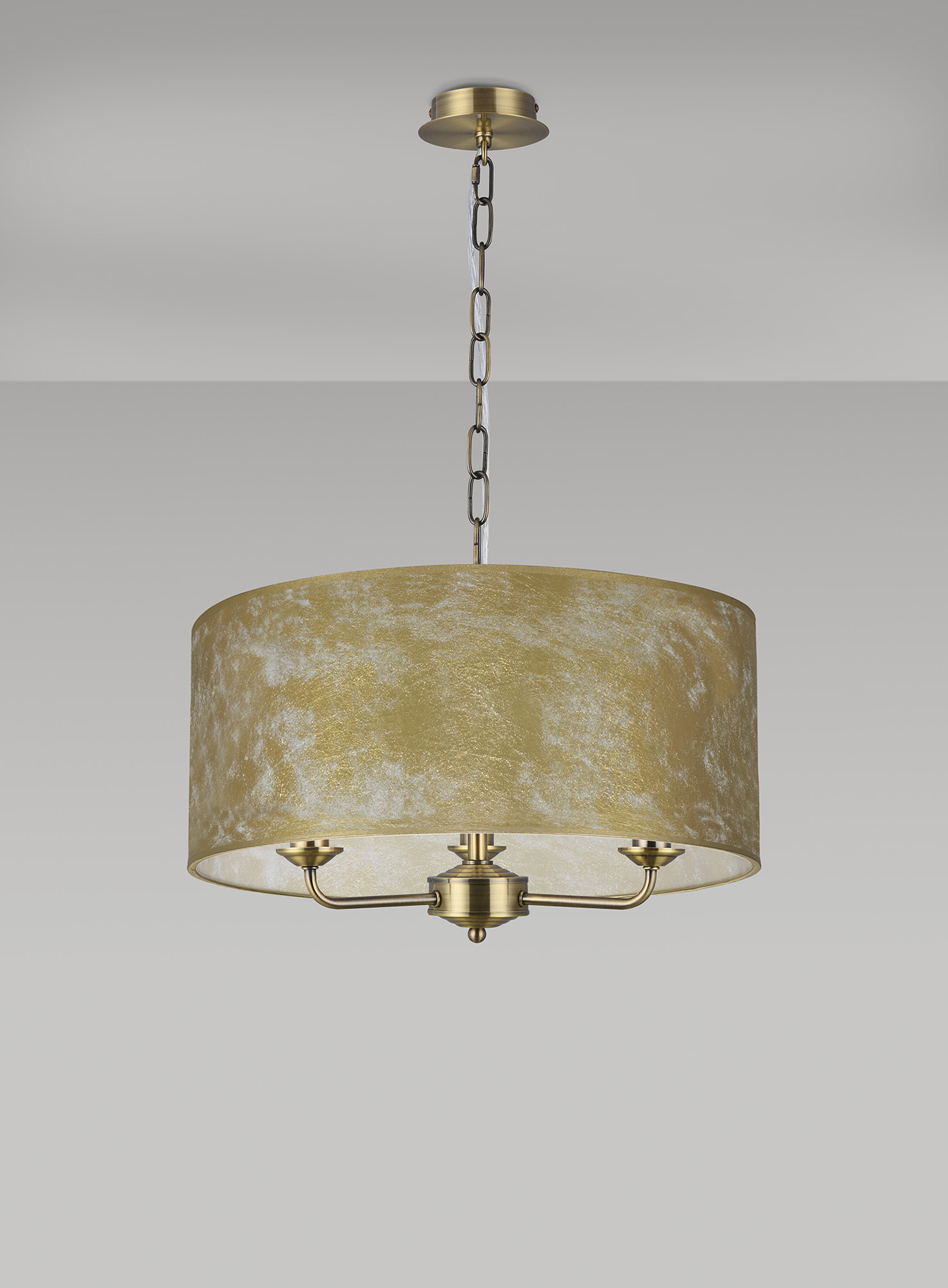 Banyan 50cm 3 Light Pendant Antique Brass, Gold Leaf DK0855  Deco Banyan